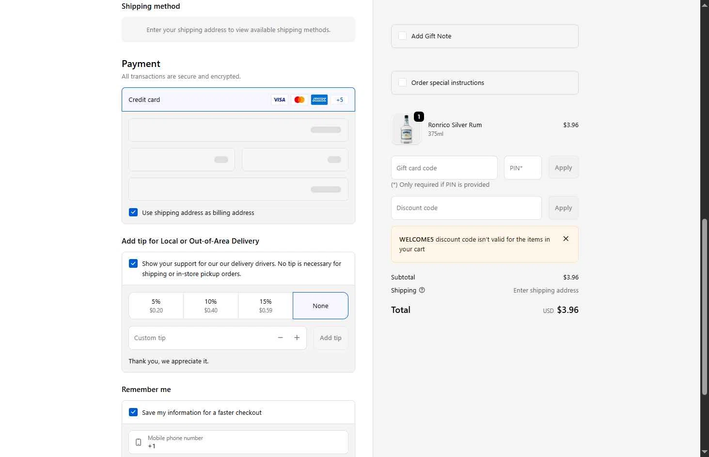 Luekens Liquors checkout page showing Luekens Liquors promo code box | Screenshot taken by SimplyCodes community member on Dec 27, 2025