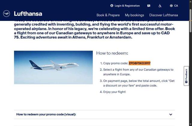 Lufthansa checkout page showing Lufthansa discount code box | Screenshot taken by SimplyCodes community member on Sep 18, 2025