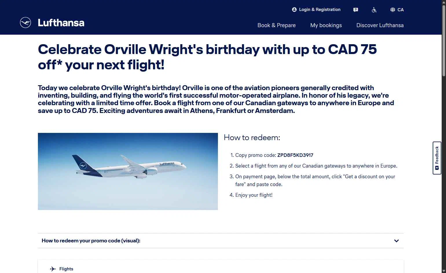 Lufthansa checkout page showing Lufthansa discount code box | Screenshot taken by SimplyCodes community member on Oct 21, 2025