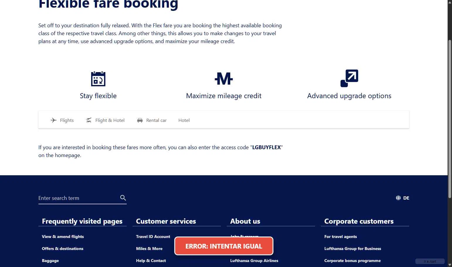 Lufthansa checkout page showing Lufthansa discount code box | Screenshot taken by SimplyCodes community member on Feb 25, 2026