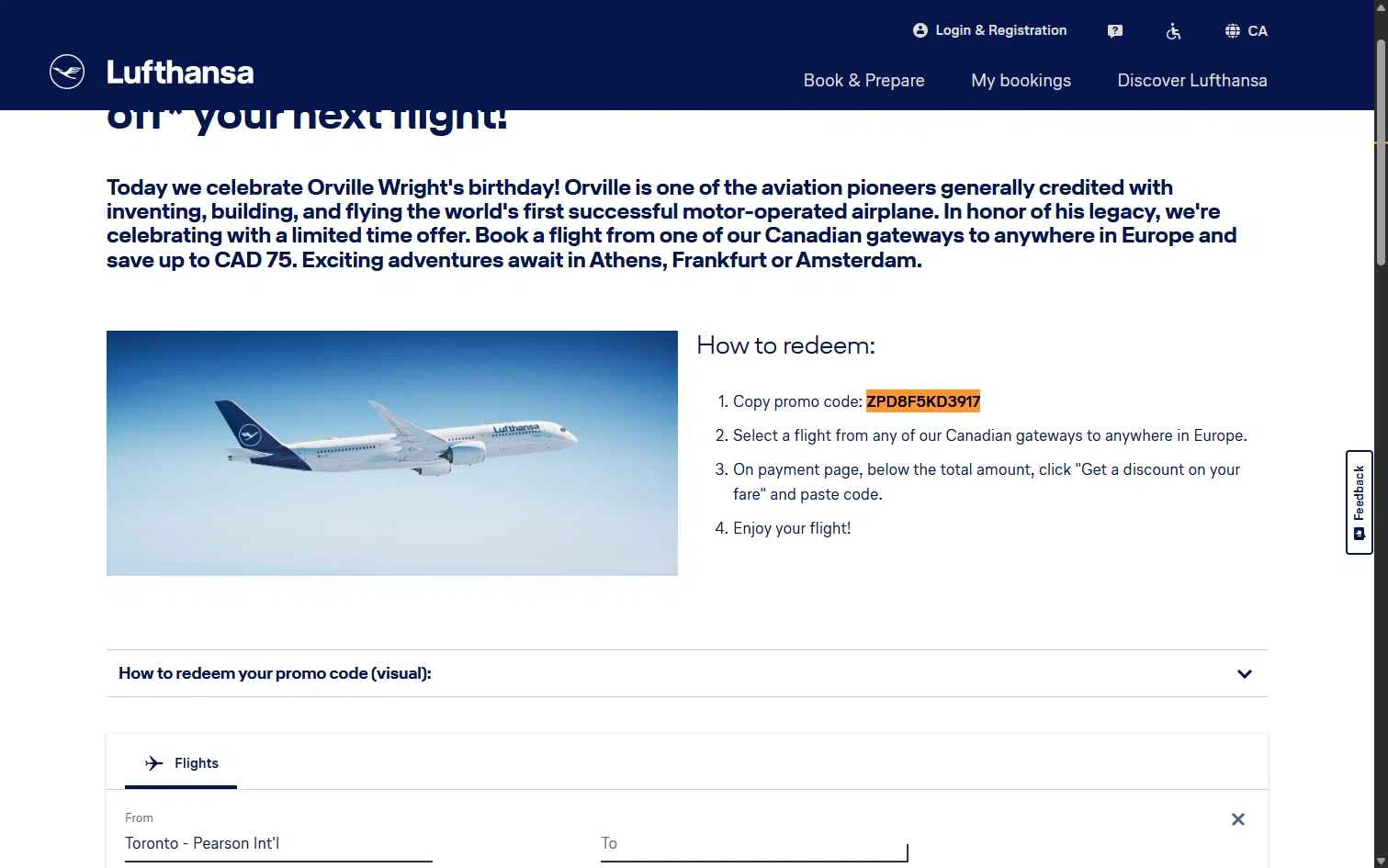 Lufthansa checkout page showing Lufthansa discount code box | Screenshot taken by SimplyCodes community member on Sep 1, 2025