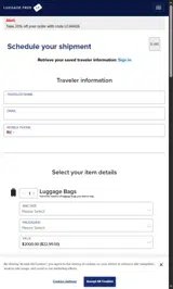 Luggage Free coupon verification screenshot