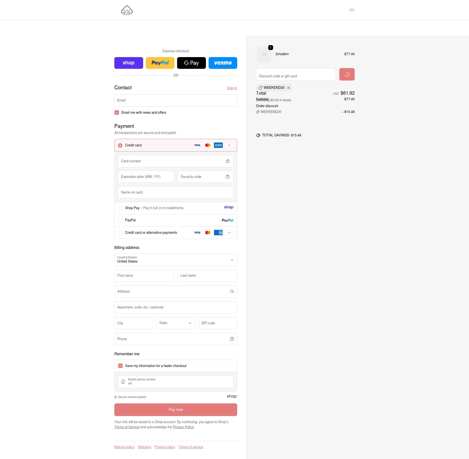 Luka checkout page showing Luka promo code box | Screenshot taken by SimplyCodes community member on Dec 29, 2025