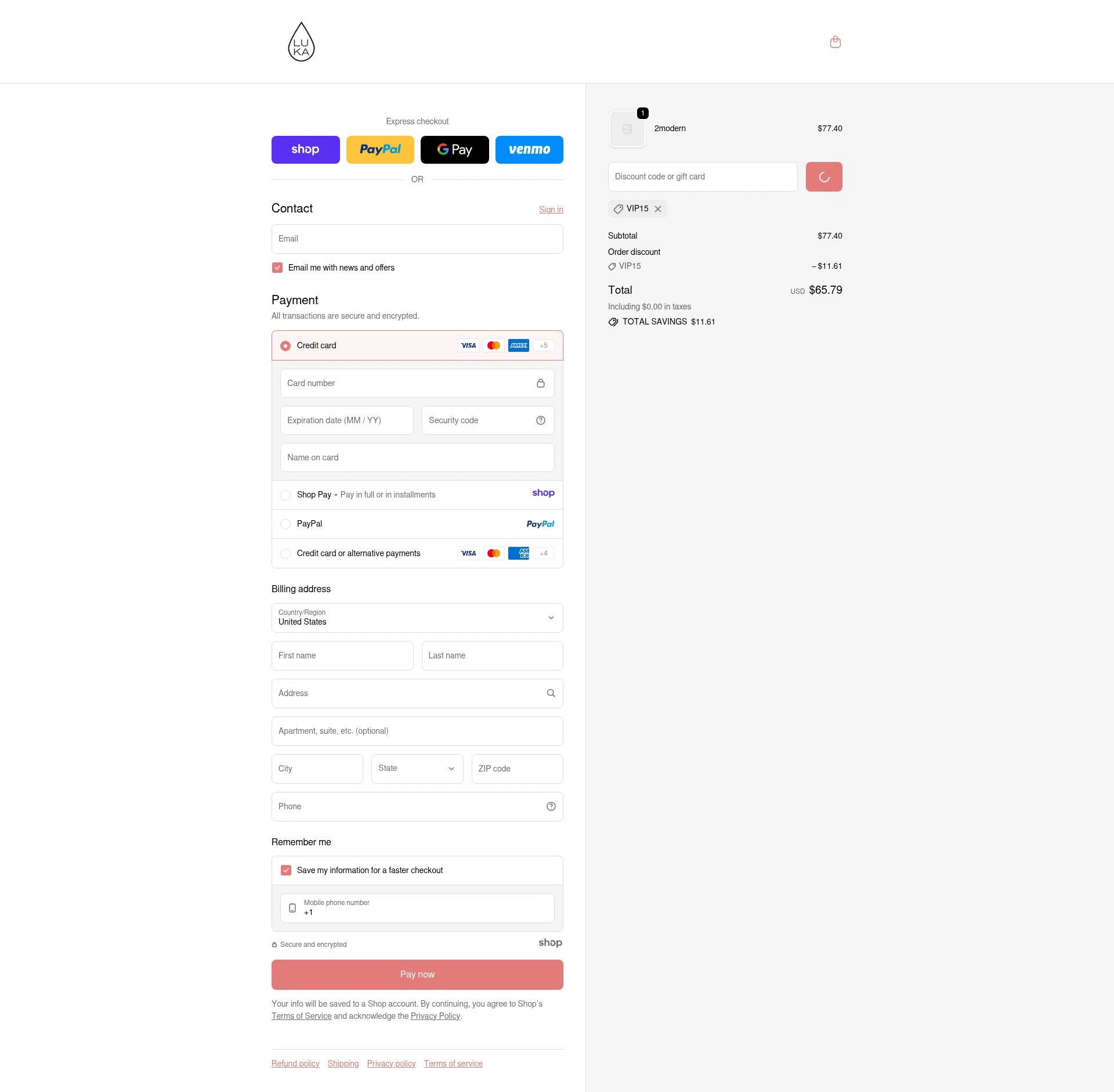 Luka checkout page showing Luka promo code box | Screenshot taken by SimplyCodes community member on Dec 29, 2025