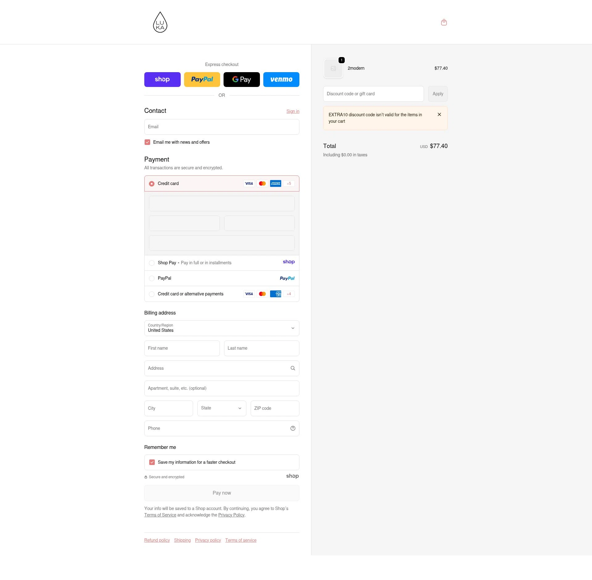 Luka checkout page showing Luka promo code box | Screenshot taken by SimplyCodes community member on Dec 29, 2025
