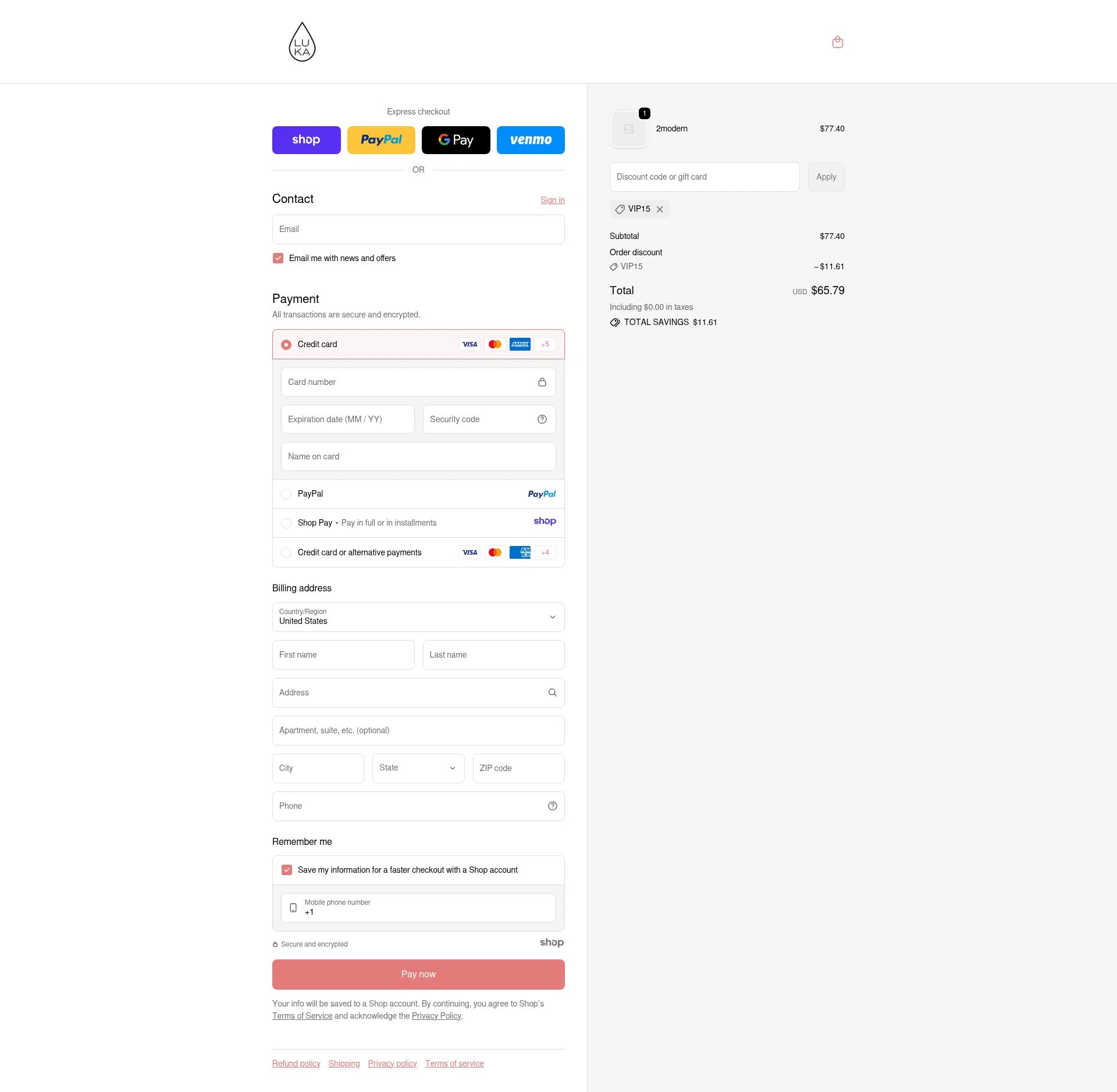Luka checkout page showing Luka promo code box | Screenshot taken by SimplyCodes community member on Dec 11, 2025
