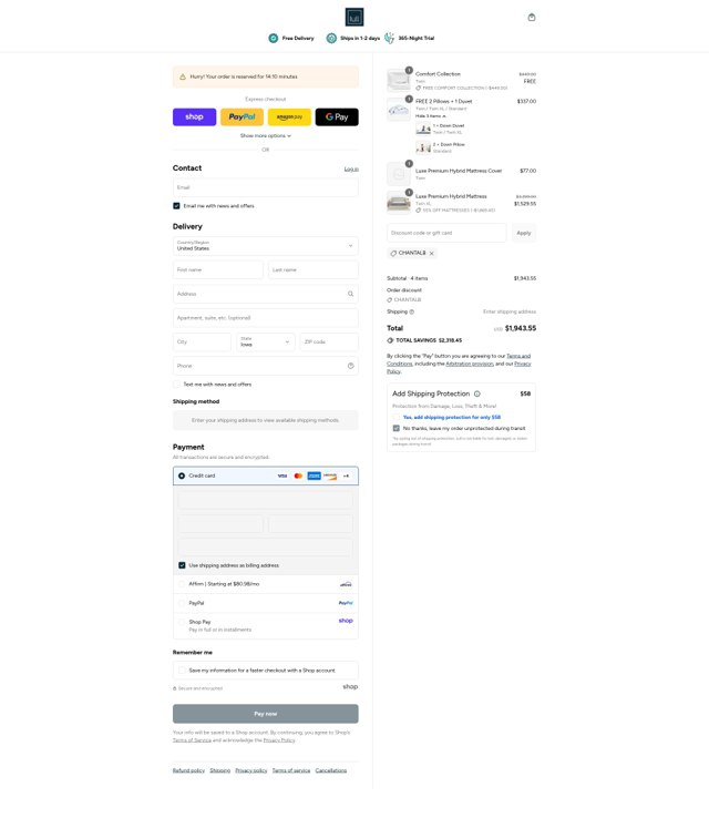 Lull checkout page showing Lull discount code box | Screenshot taken by SimplyCodes community member on Sep 1, 2025
