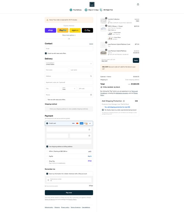 Lull checkout page showing Lull discount code box | Screenshot taken by SimplyCodes community member on Sep 1, 2025