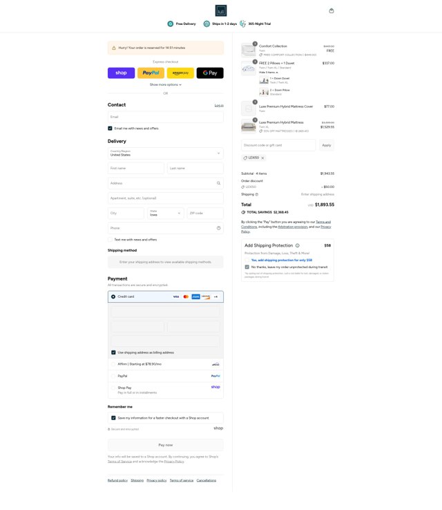 Lull checkout page showing Lull discount code box | Screenshot taken by SimplyCodes community member on Sep 1, 2025
