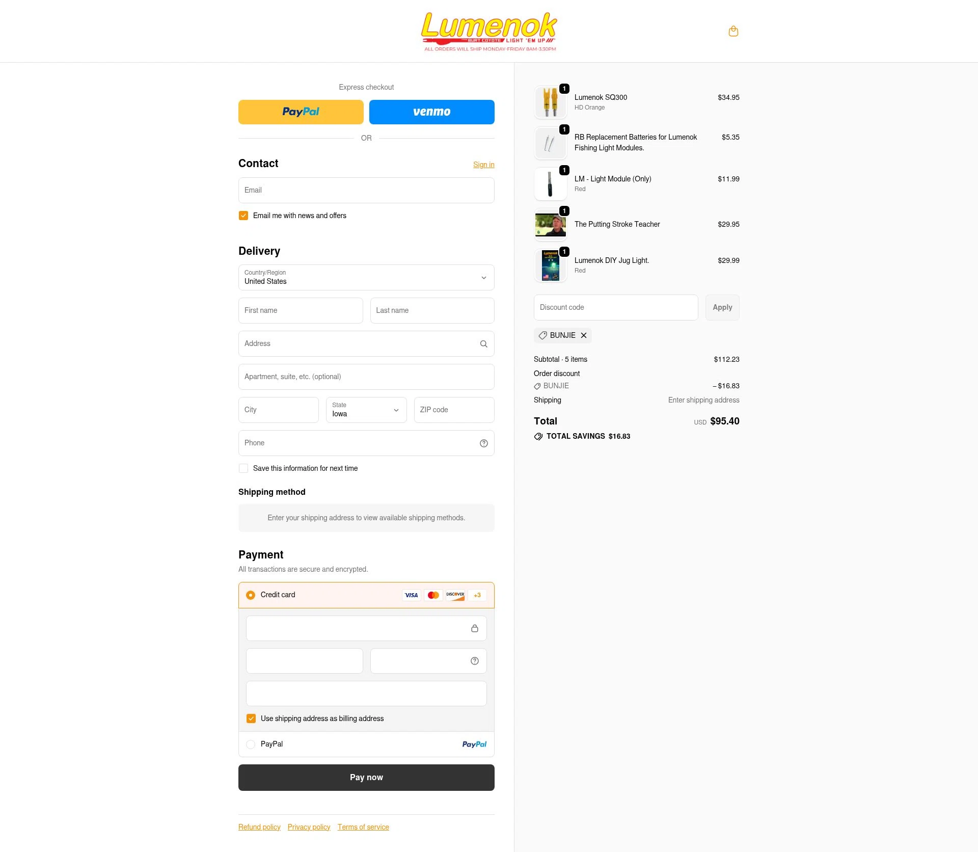 Lumenok checkout page showing Lumenok discount code box | Screenshot taken by SimplyCodes community member on Dec 15, 2025