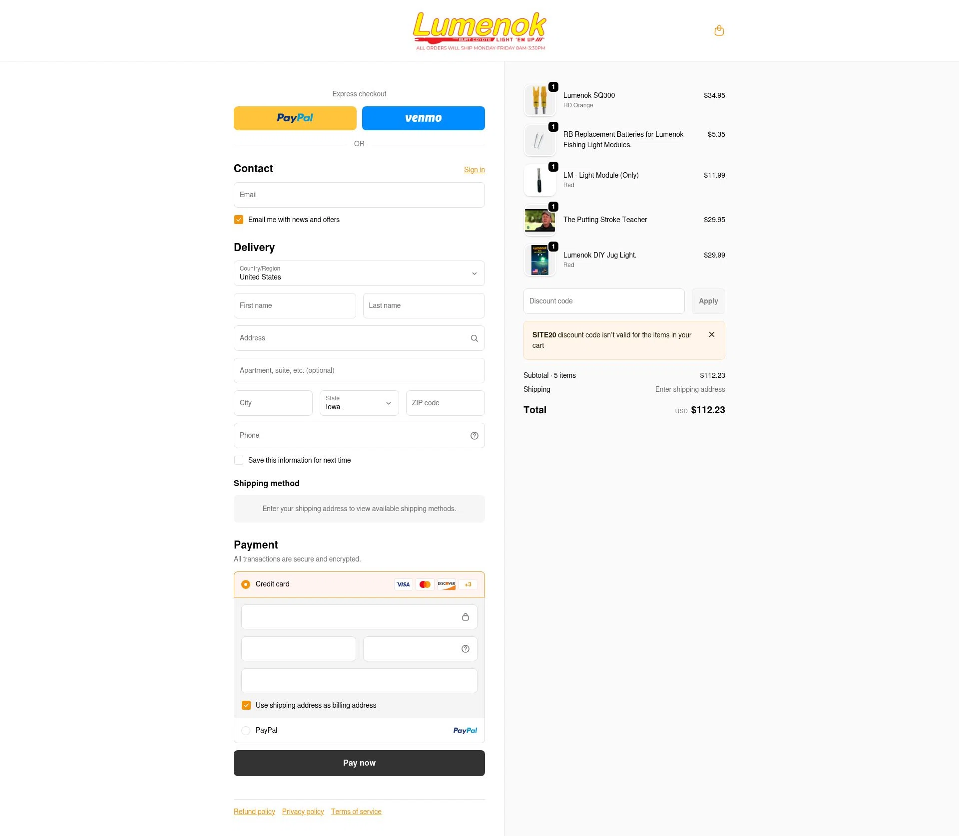 Lumenok checkout page showing Lumenok discount code box | Screenshot taken by SimplyCodes community member on Dec 27, 2025