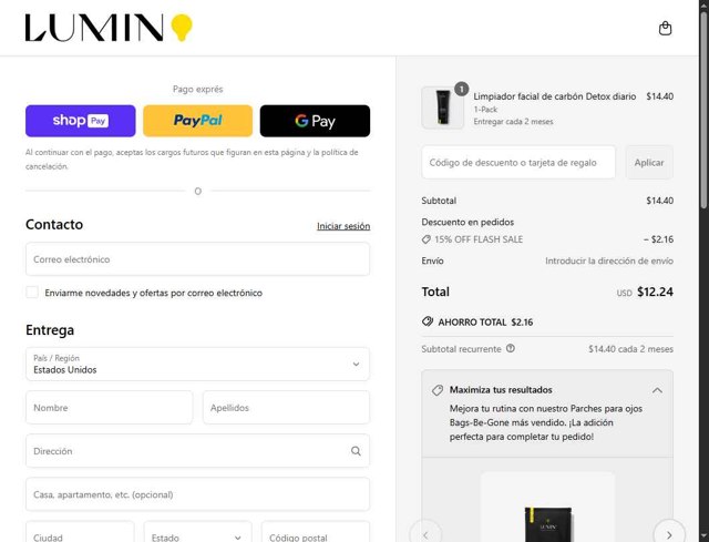 LUMIN checkout page showing LUMIN discount code box | Screenshot taken by SimplyCodes community member on Apr 26, 2025