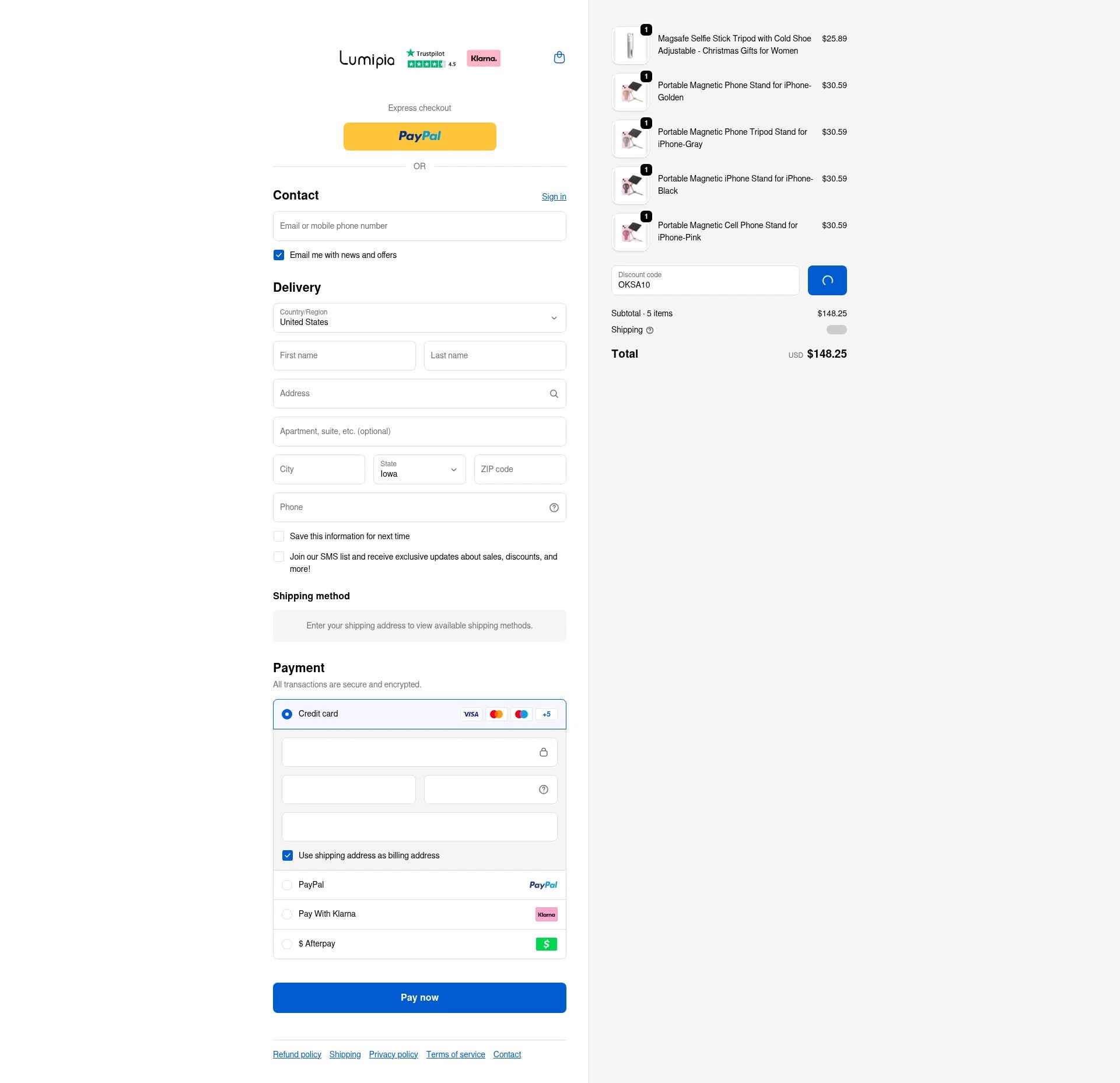 Lumipia checkout page showing Lumipia promo code box | Screenshot taken by SimplyCodes community member on Feb 11, 2026