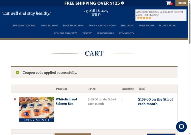 Lummi Island Wild checkout page showing Lummi Island Wild promo code box | Screenshot taken by SimplyCodes community member on Jul 12, 2025