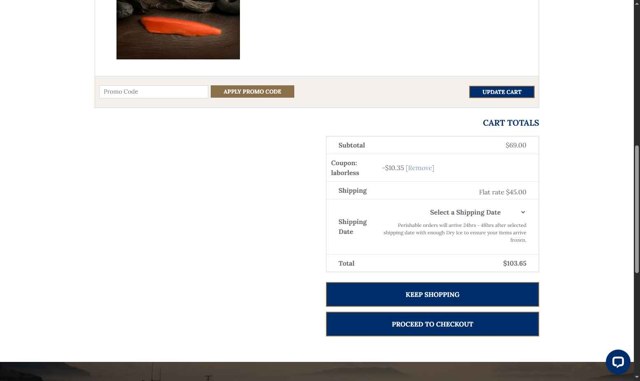 Lummi Island Wild checkout page showing Lummi Island Wild promo code box | Screenshot taken by SimplyCodes community member on Aug 29, 2025