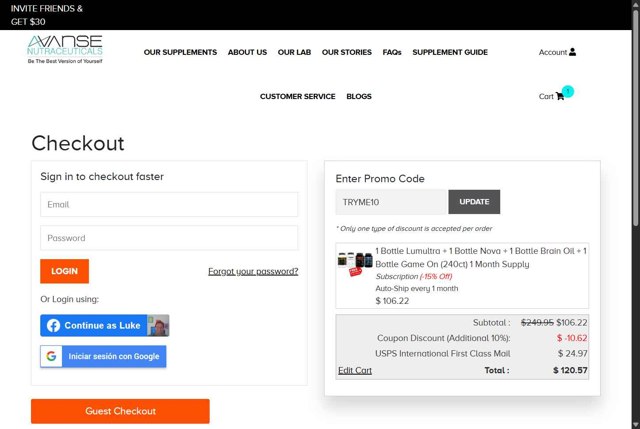 LumUltra checkout page showing LumUltra promo code box | Screenshot taken by SimplyCodes community member on Aug 3, 2025
