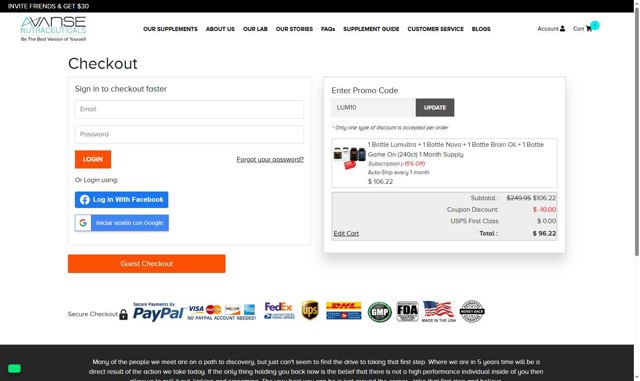 LumUltra checkout page showing LumUltra promo code box | Screenshot taken by SimplyCodes community member on Jul 29, 2025