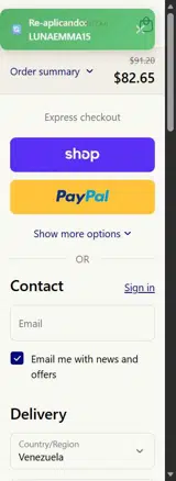 LUNAEMMA15 coupon verification screenshot