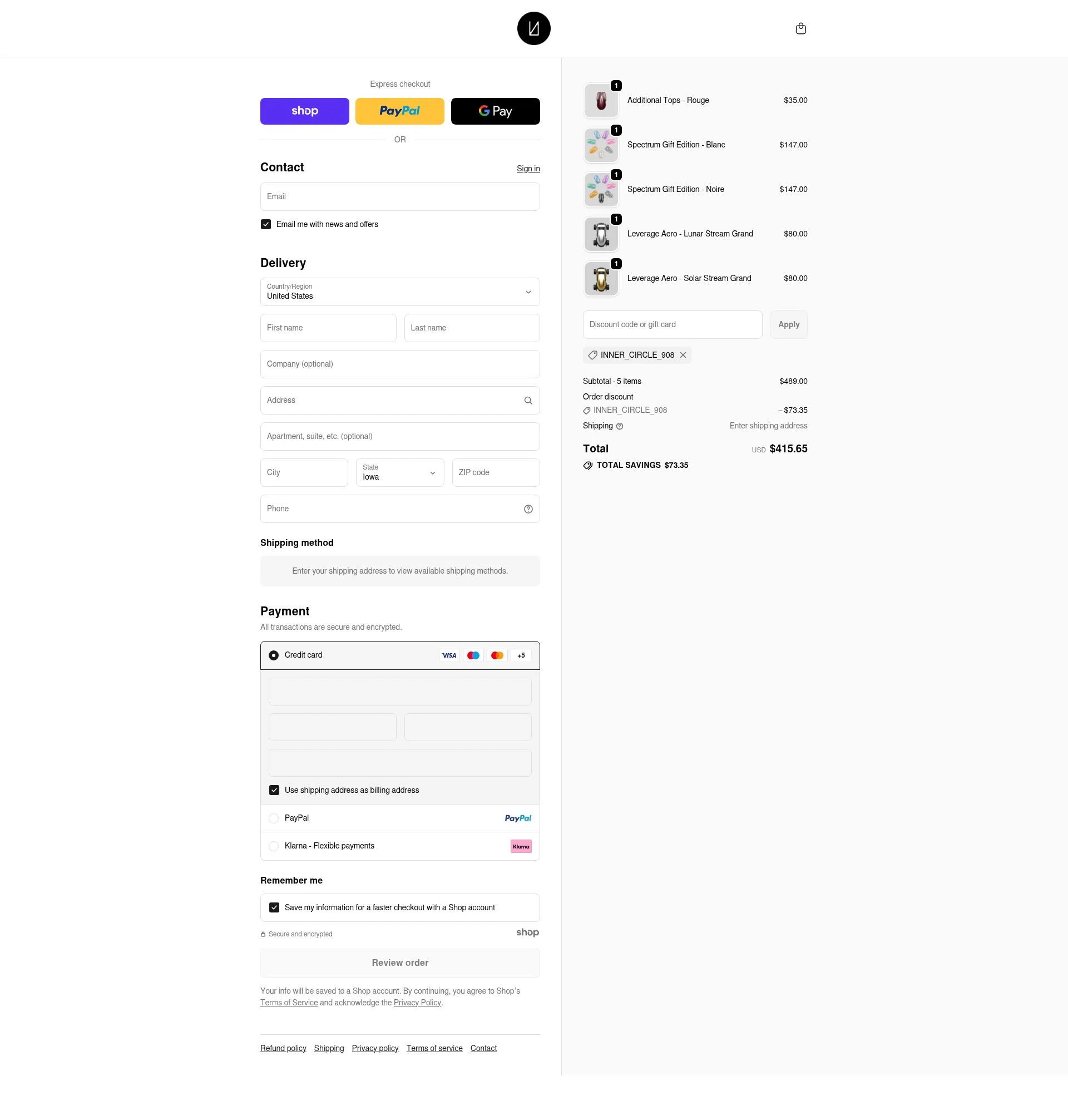 Lunar Artefacts checkout page showing Lunar Artefacts promo code box | Screenshot taken by SimplyCodes community member on Nov 24, 2025