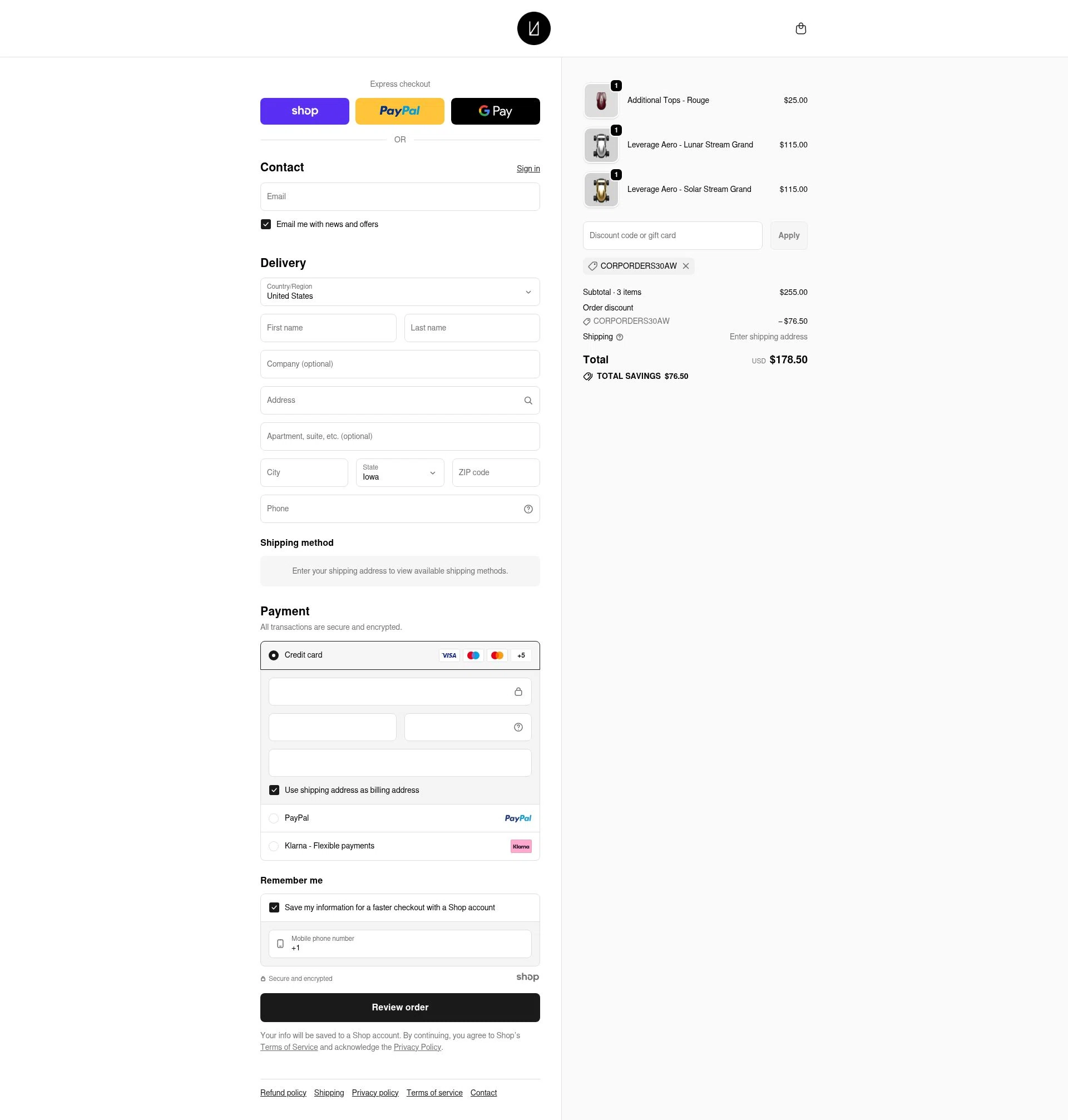 Lunar Artefacts checkout page showing Lunar Artefacts promo code box | Screenshot taken by SimplyCodes community member on Dec 5, 2025