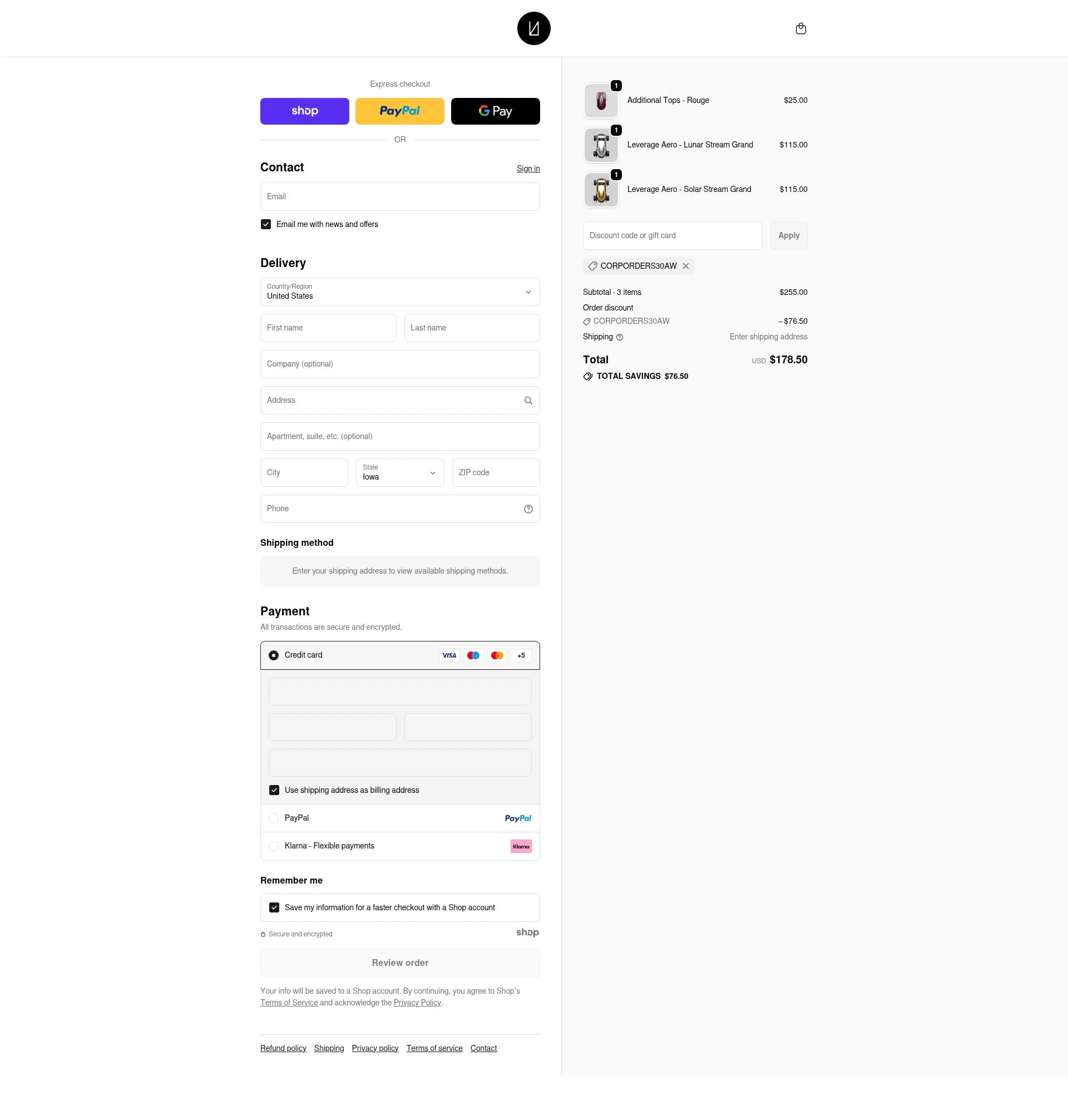 Lunar Artefacts checkout page showing Lunar Artefacts promo code box | Screenshot taken by SimplyCodes community member on Dec 10, 2025