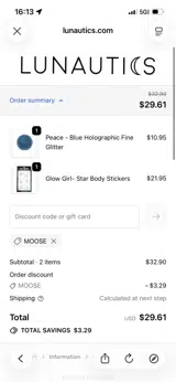 MOOSE coupon verification screenshot