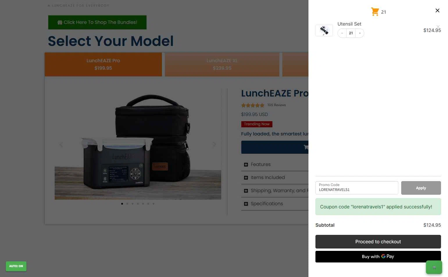 LunchEAZE checkout page showing LunchEAZE coupon code box | Screenshot taken by SimplyCodes community member on Dec 10, 2025