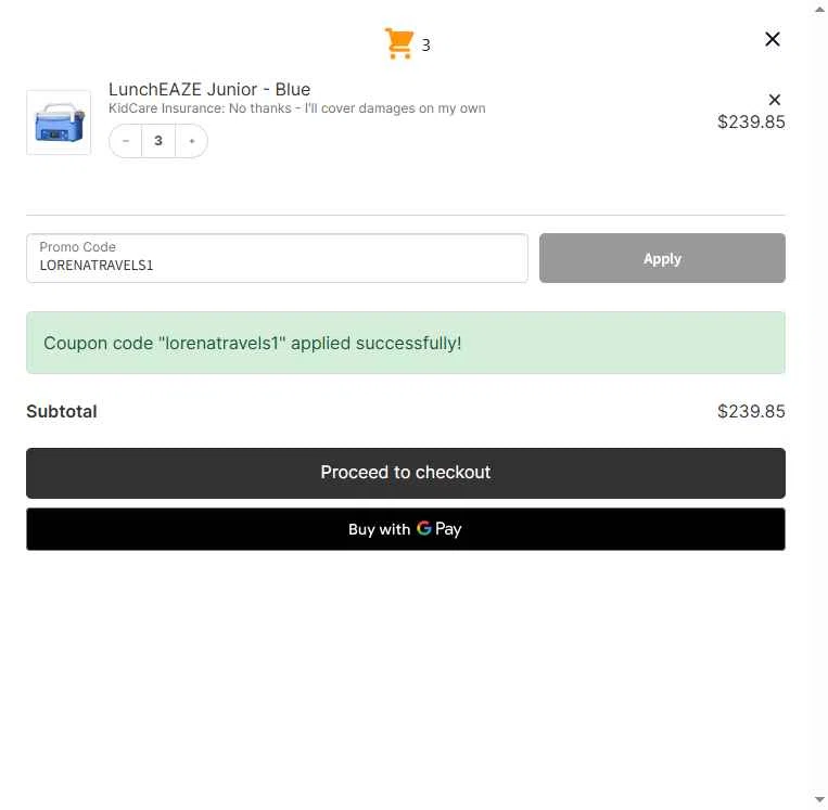 LunchEAZE checkout page showing LunchEAZE coupon code box | Screenshot taken by SimplyCodes community member on Jan 25, 2026