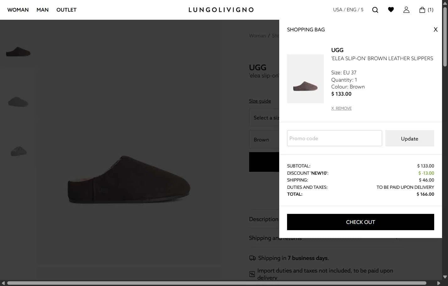 Lungolivigno Fashion checkout page showing Lungolivigno Fashion promo code box | Screenshot taken by SimplyCodes community member on Nov 20, 2025