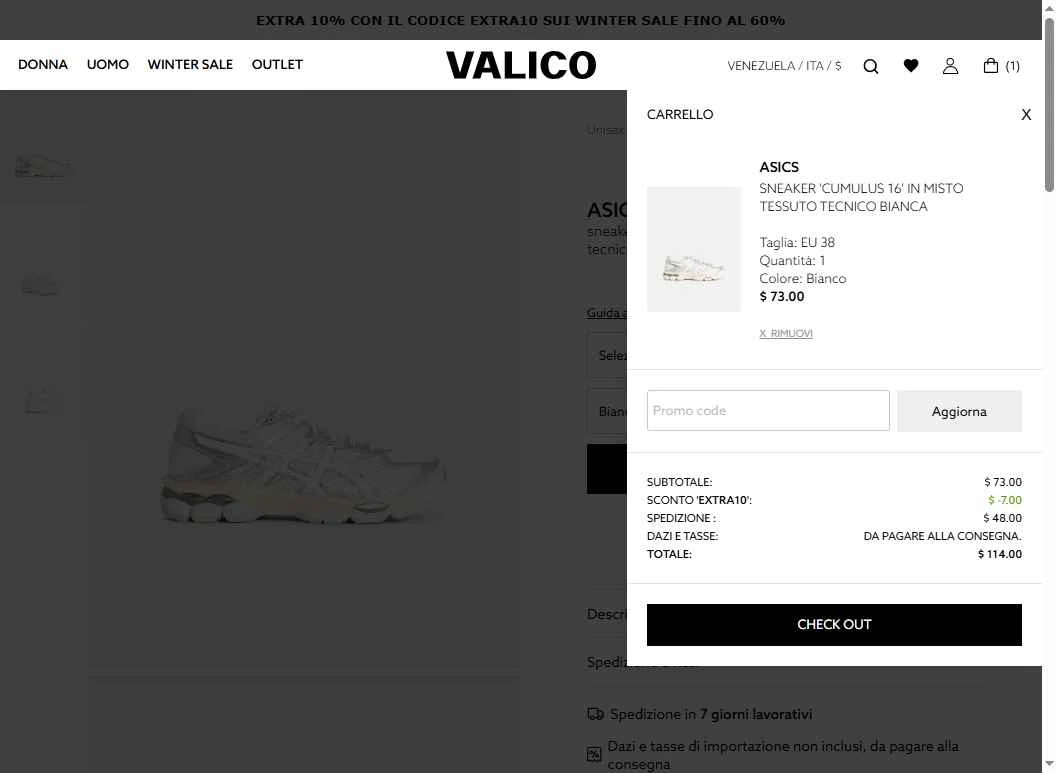 Lungolivigno Fashion checkout page showing Lungolivigno Fashion promo code box | Screenshot taken by SimplyCodes community member on Jan 28, 2026