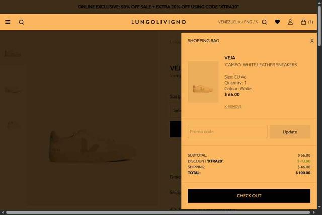 Lungolivigno Fashion checkout page showing Lungolivigno Fashion promo code box | Screenshot taken by SimplyCodes community member on Aug 6, 2025