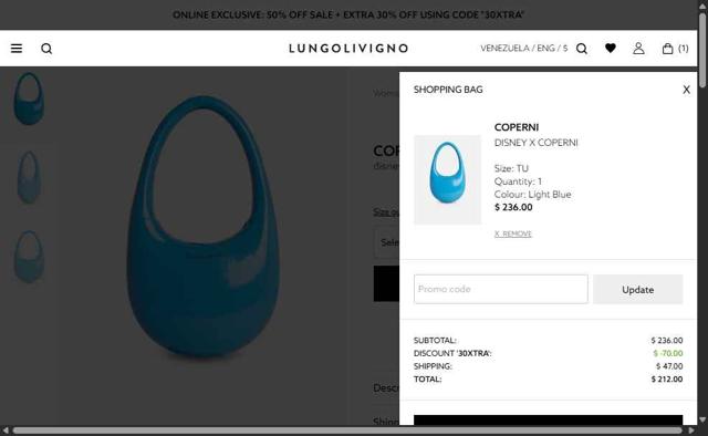 Lungolivigno Fashion checkout page showing Lungolivigno Fashion promo code box | Screenshot taken by SimplyCodes community member on Aug 23, 2025