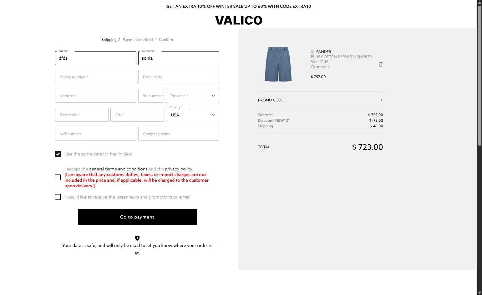 Lungolivigno Fashion checkout page showing Lungolivigno Fashion promo code box | Screenshot taken by SimplyCodes community member on Jan 17, 2026