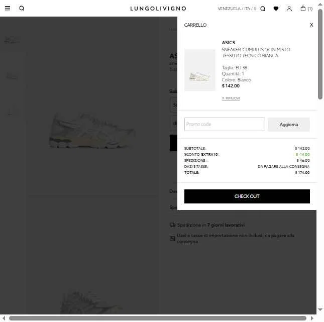Lungolivigno Fashion checkout page showing Lungolivigno Fashion promo code box | Screenshot taken by SimplyCodes community member on Nov 20, 2025