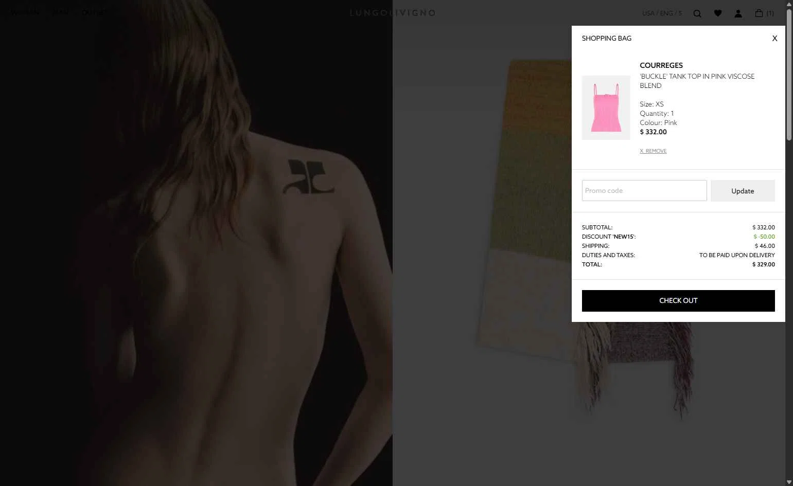 Lungolivigno Fashion checkout page showing Lungolivigno Fashion promo code box | Screenshot taken by SimplyCodes community member on Nov 26, 2025