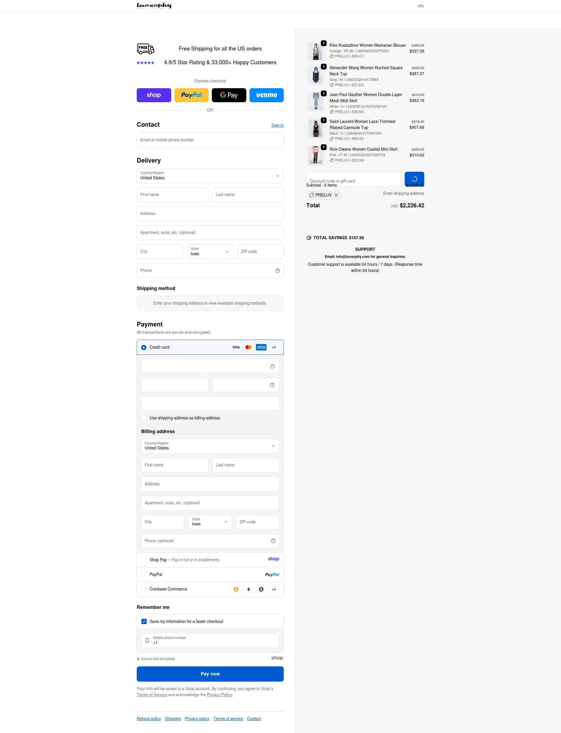 Luosophy checkout page showing Luosophy promo code box | Screenshot taken by SimplyCodes community member on Dec 24, 2025
