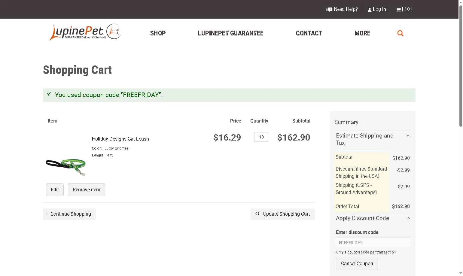 LupinePet checkout page showing LupinePet promo code box | Screenshot taken by SimplyCodes community member on Dec 12, 2025