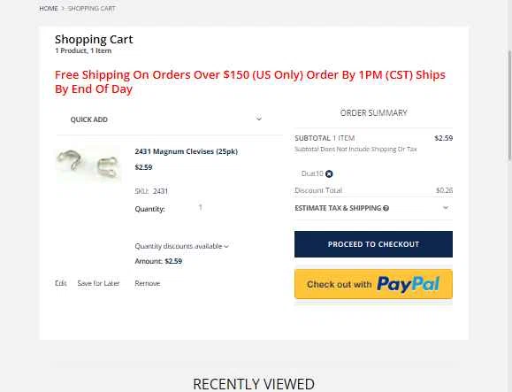 Lure Parts Online checkout page showing Lure Parts Online promo code box | Screenshot taken by SimplyCodes community member on Feb 4, 2026