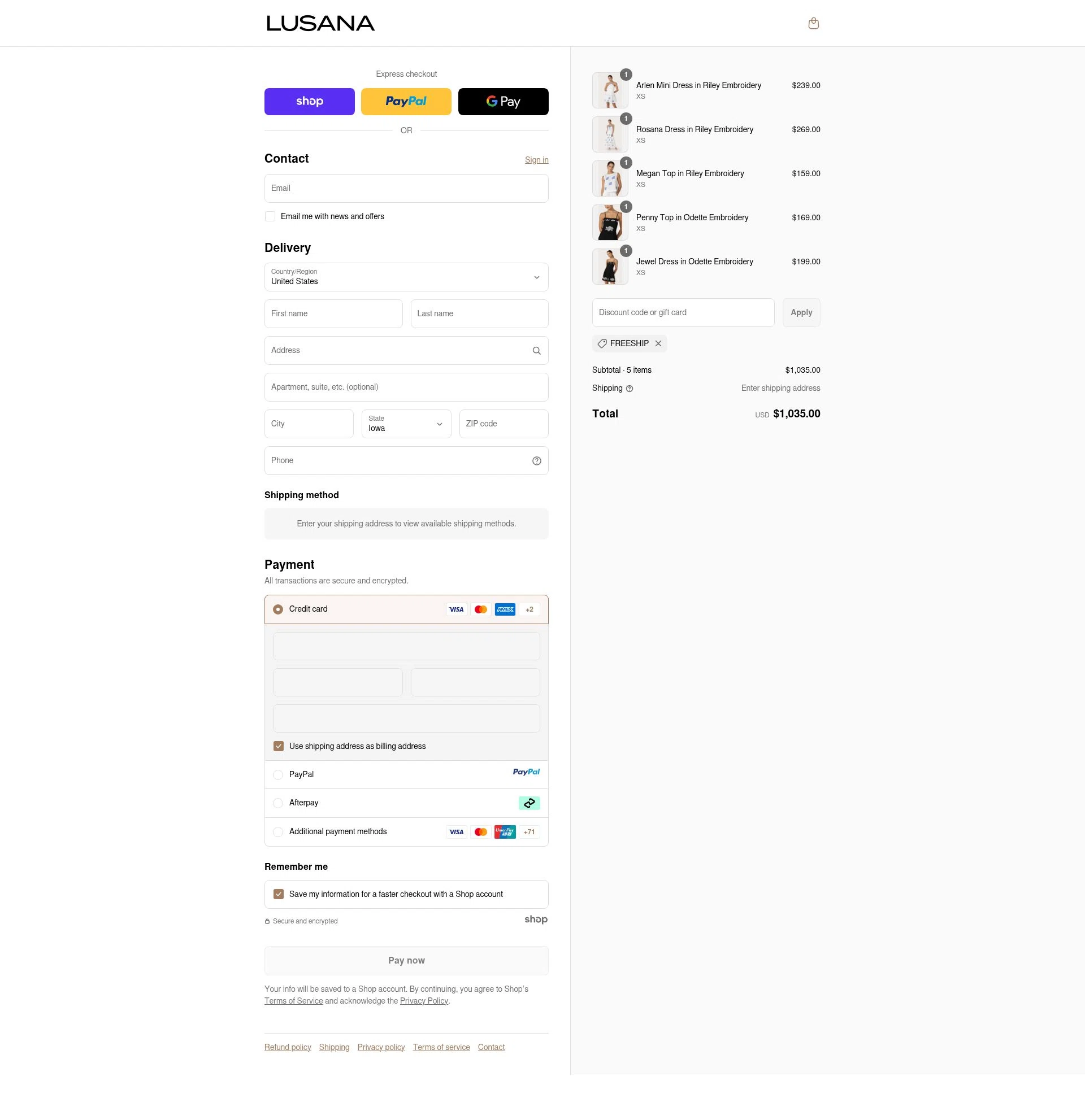 LUSANA checkout page showing LUSANA promo code box | Screenshot taken by SimplyCodes community member on Sep 16, 2025