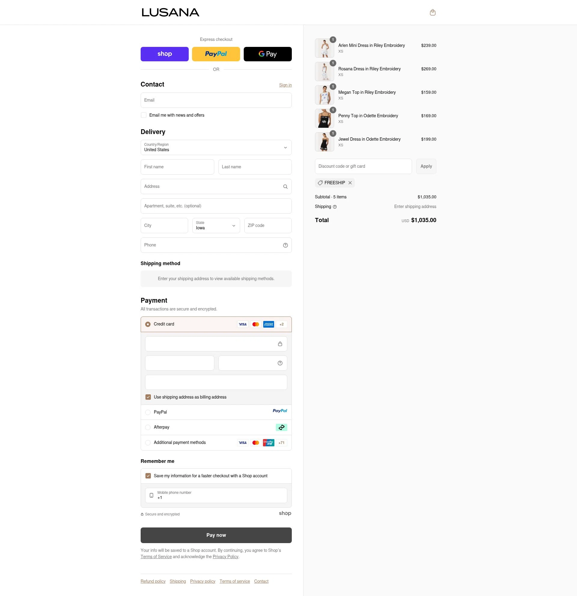 LUSANA checkout page showing LUSANA promo code box | Screenshot taken by SimplyCodes community member on Sep 12, 2025