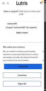 welcome10 coupon verification screenshot