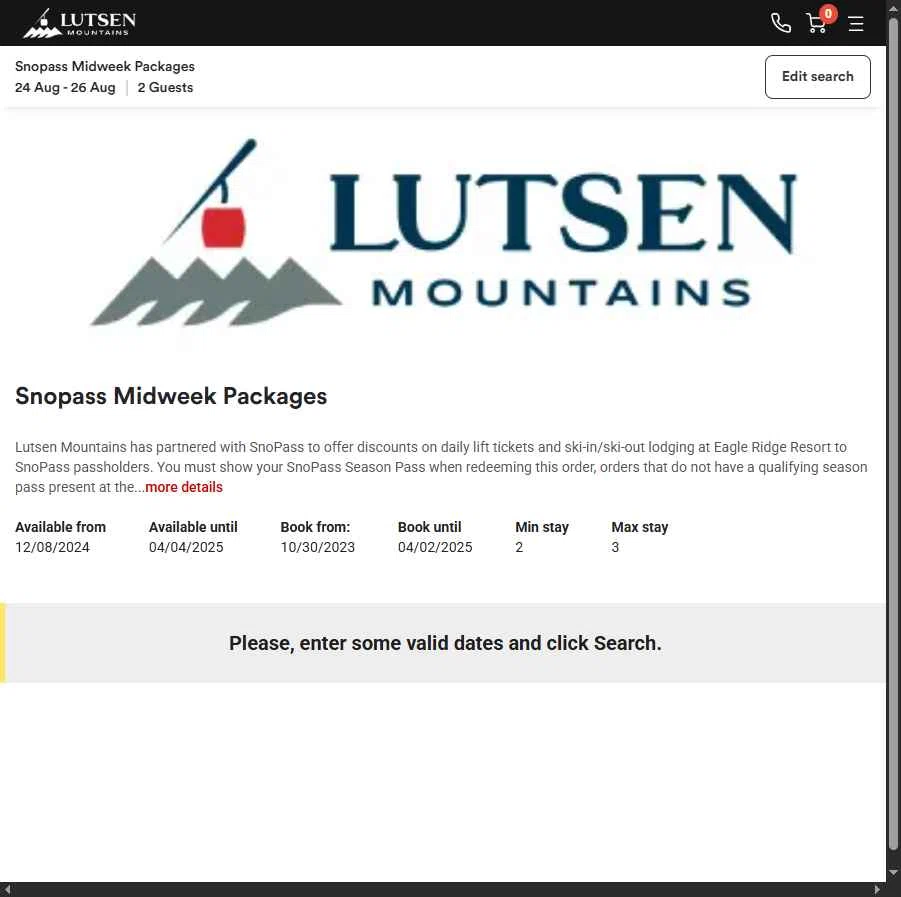Lutsen Mountains checkout page showing Lutsen Mountains promo code box | Screenshot taken by SimplyCodes community member on Aug 22, 2025