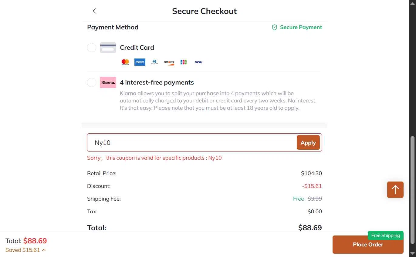Luvlette checkout page showing Luvlette promo code box | Screenshot taken by SimplyCodes community member on Oct 31, 2025