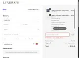 LUXDRAPE coupon verification screenshot