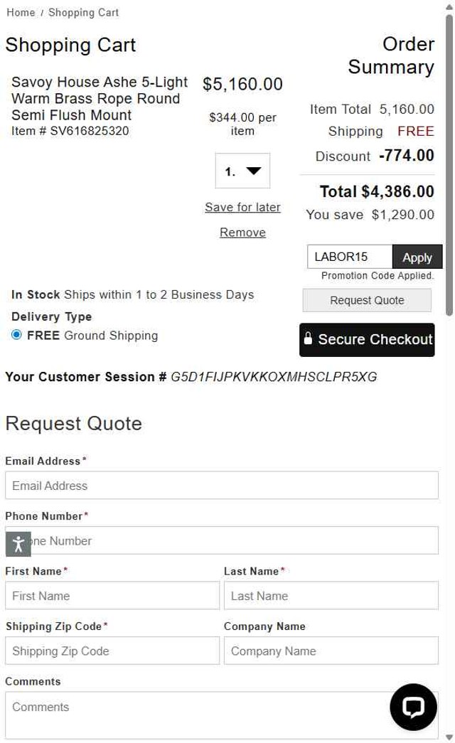 LuxeDecor checkout page showing LuxeDecor promo code box | Screenshot taken by SimplyCodes community member on Aug 28, 2025