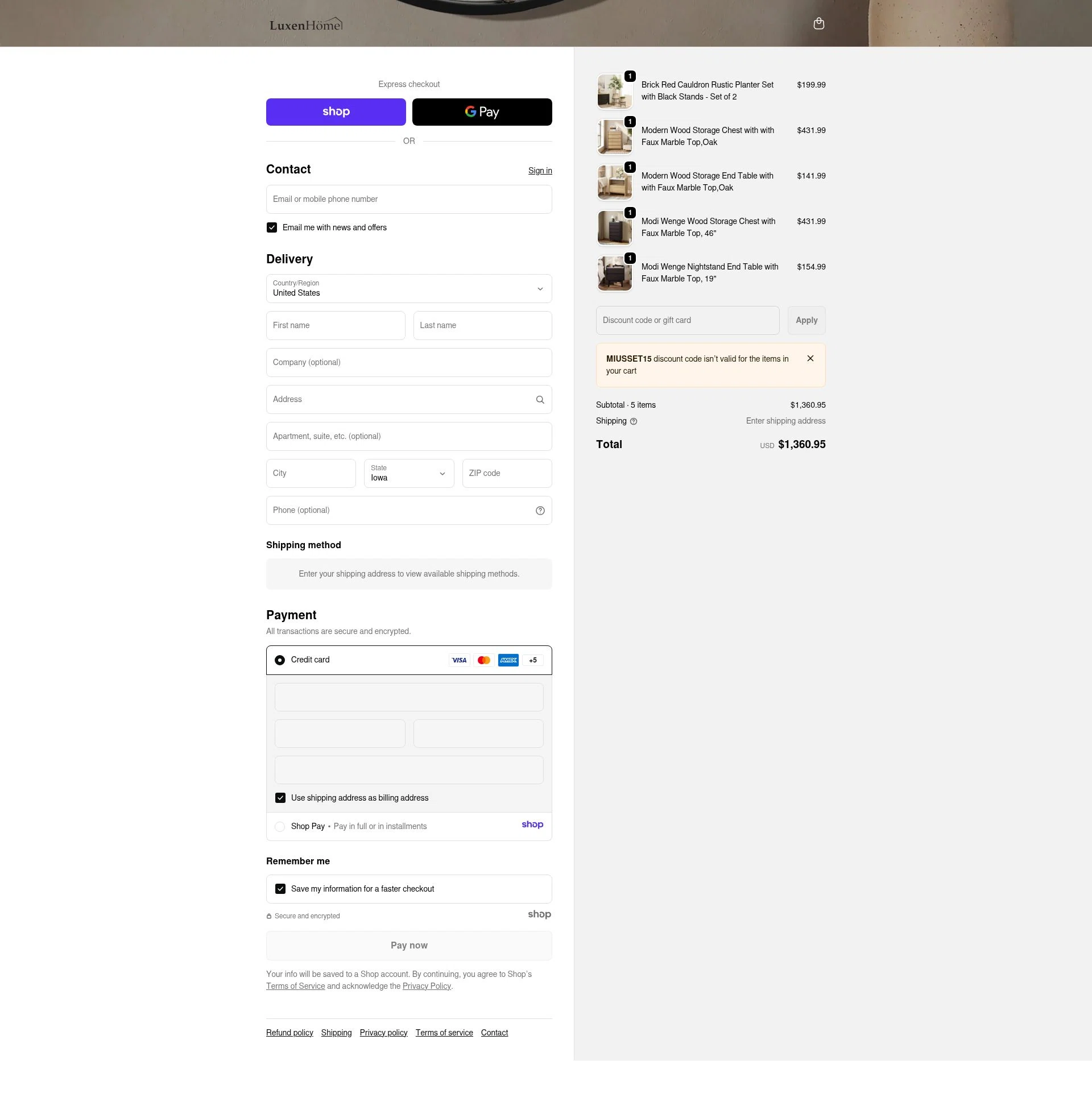Luxen Home checkout page showing Luxen Home promo code box | Screenshot taken by SimplyCodes community member on Jan 3, 2026