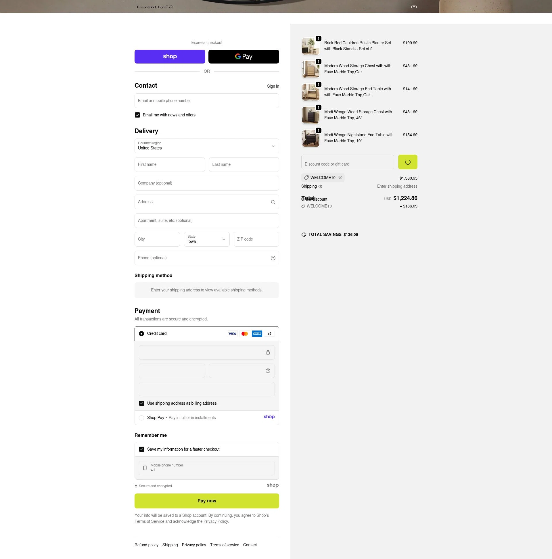 Luxen Home checkout page showing Luxen Home promo code box | Screenshot taken by SimplyCodes community member on Jan 3, 2026