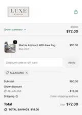 ALLAALINA coupon verification screenshot