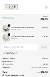ALLAALINA coupon verification screenshot