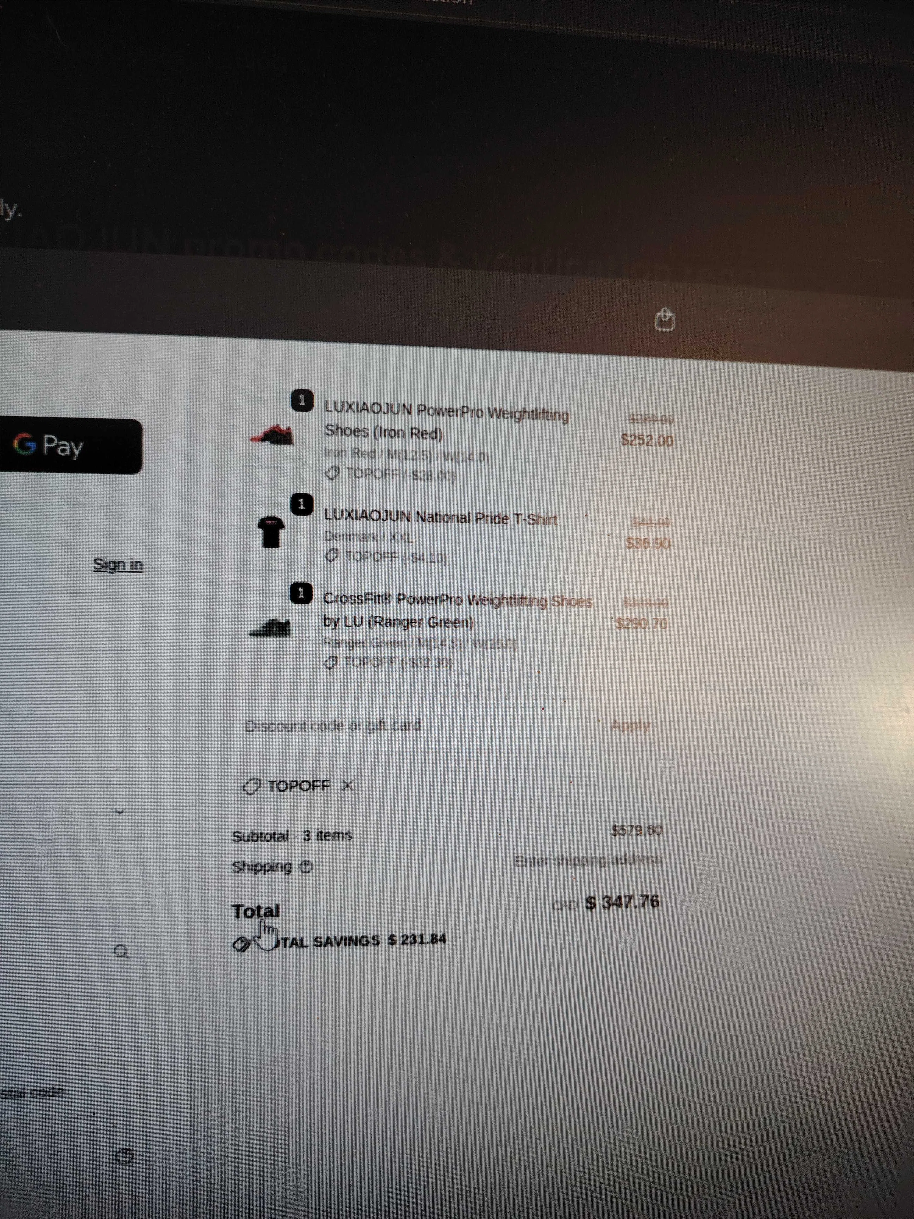 LUXIAOJUN discount code screenshot showing code TOPOFF applied at LUXIAOJUN checkout page. Uploaded by SimplyCodes community member CorrectorDeCupones on Dec 16, 2025